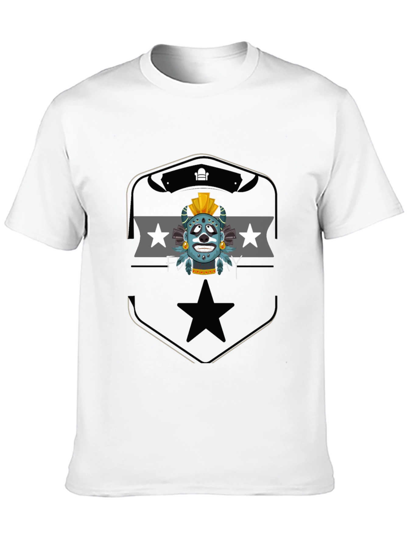 Aztec Mask Graphic Tee - Black Cotton T-Shirt