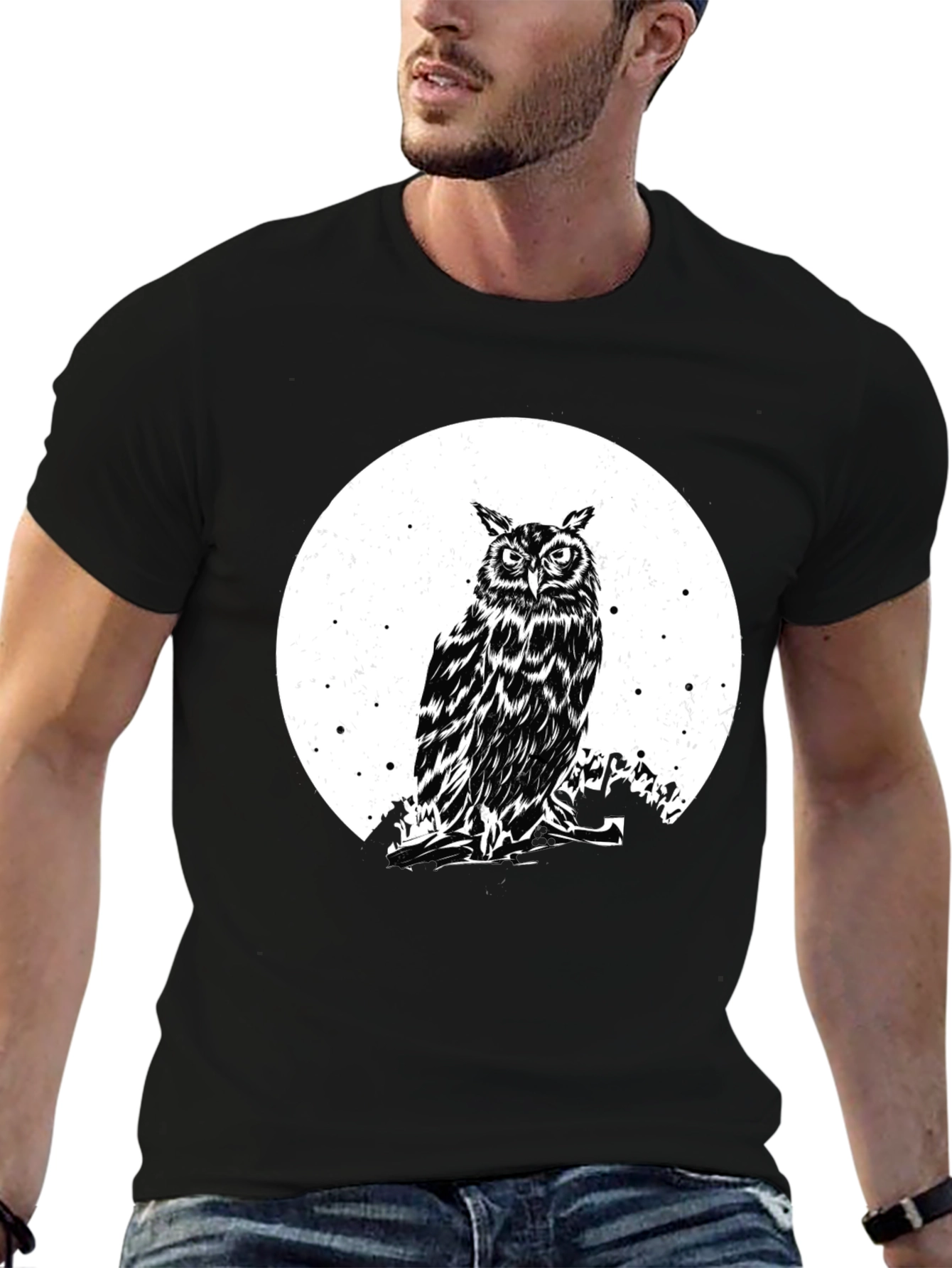 Owl Moon Graphic Tee - Mens Black T-Shirt