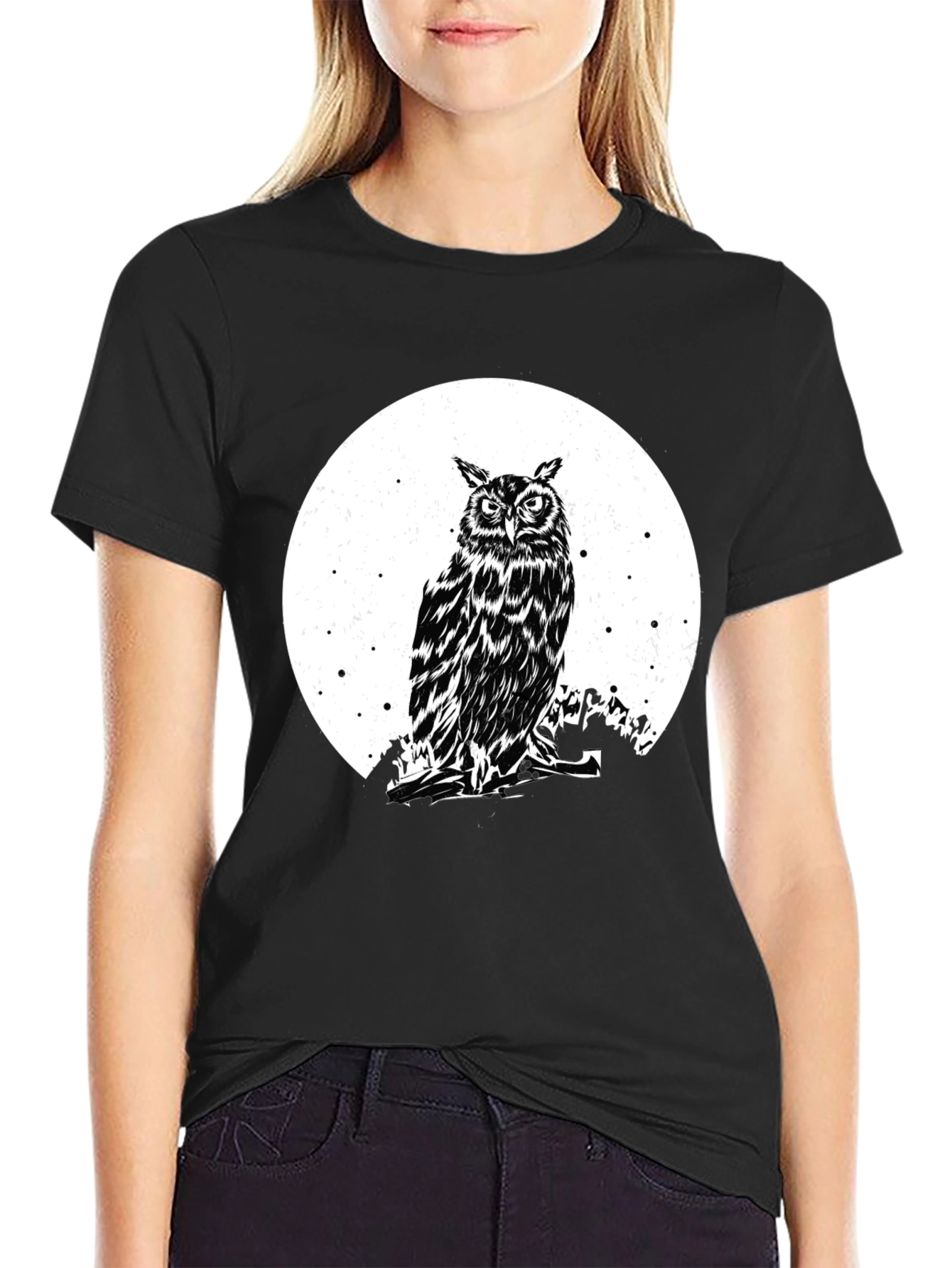 Owl Moon Graphic Tee - Mens Black T-Shirt