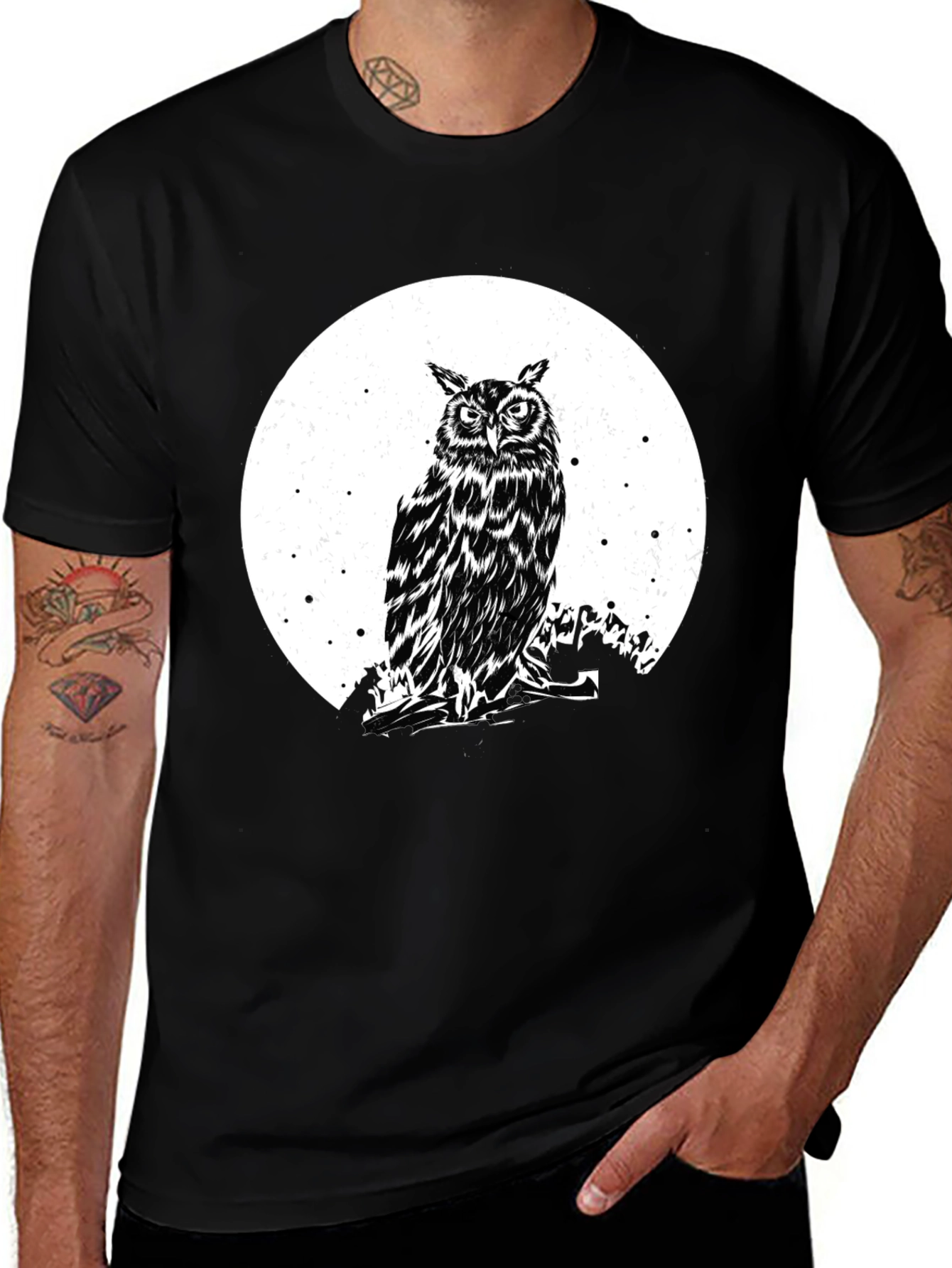 Owl Moon Graphic Tee - Mens Black T-Shirt