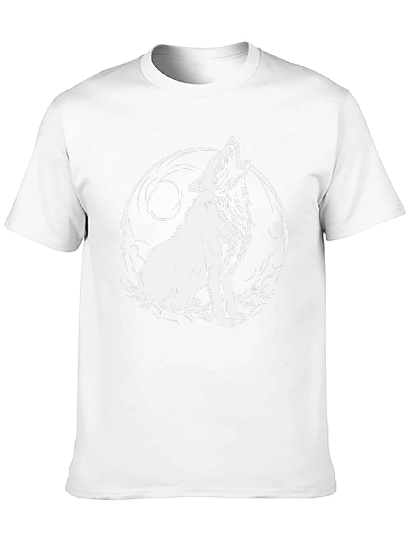 Wolf Howling at Moon Graphic Black T-Shirt