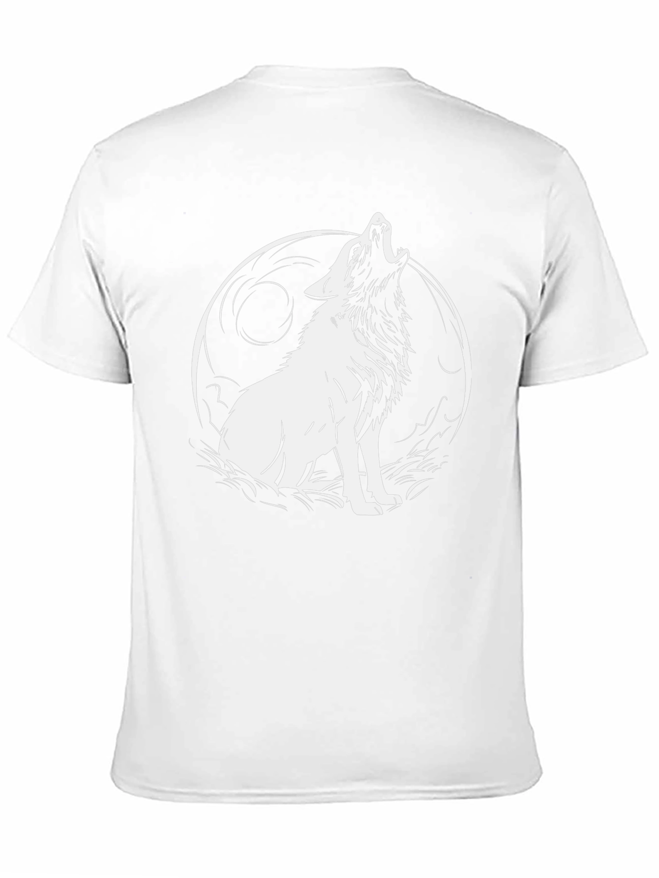 Wolf Howling at Moon Graphic Black T-Shirt