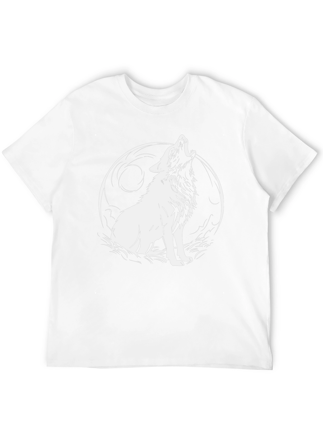 Wolf Howling at Moon Graphic Black T-Shirt