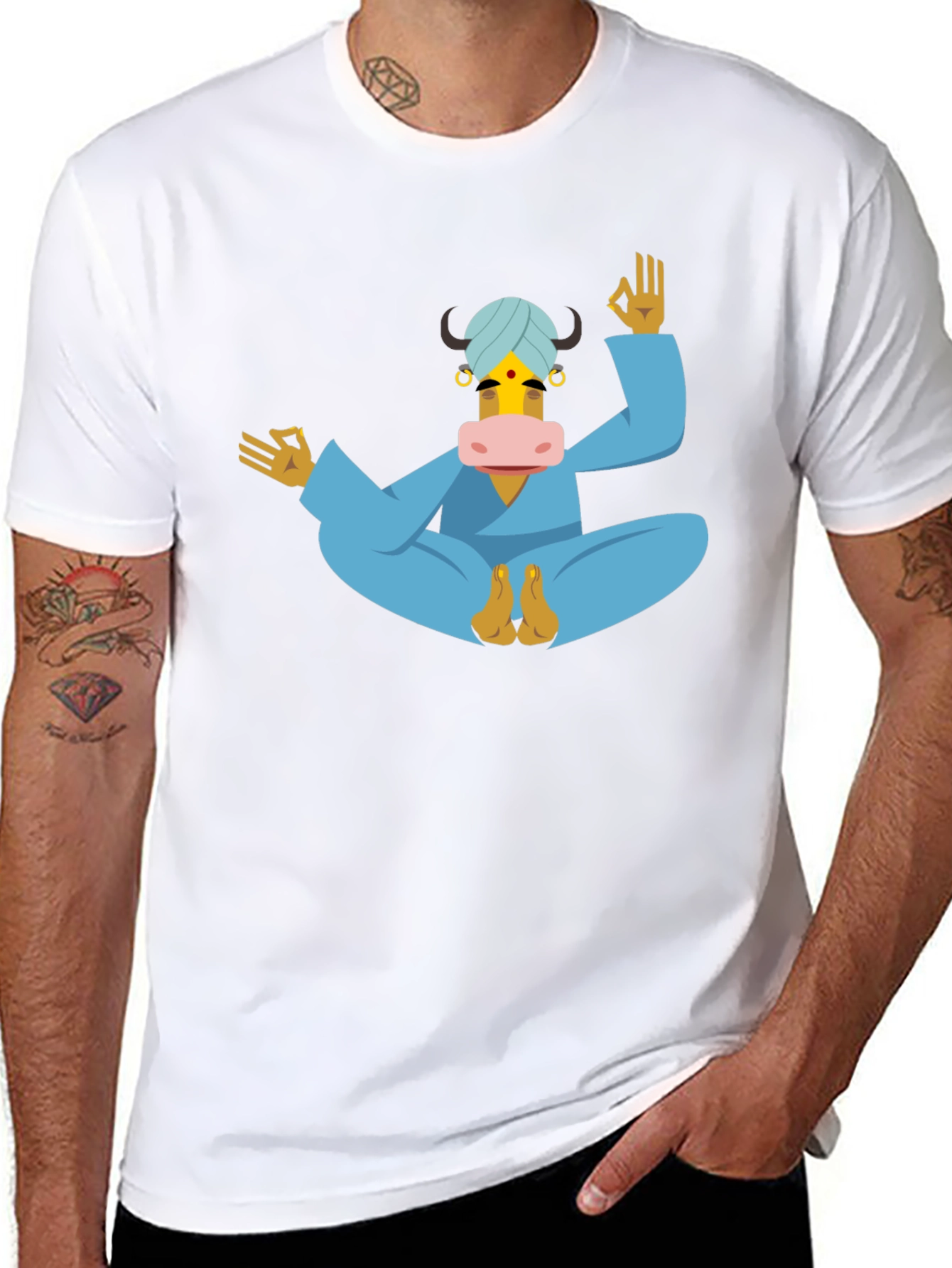 Yoga Cow T-Shirt - Meditating Bull Tee
