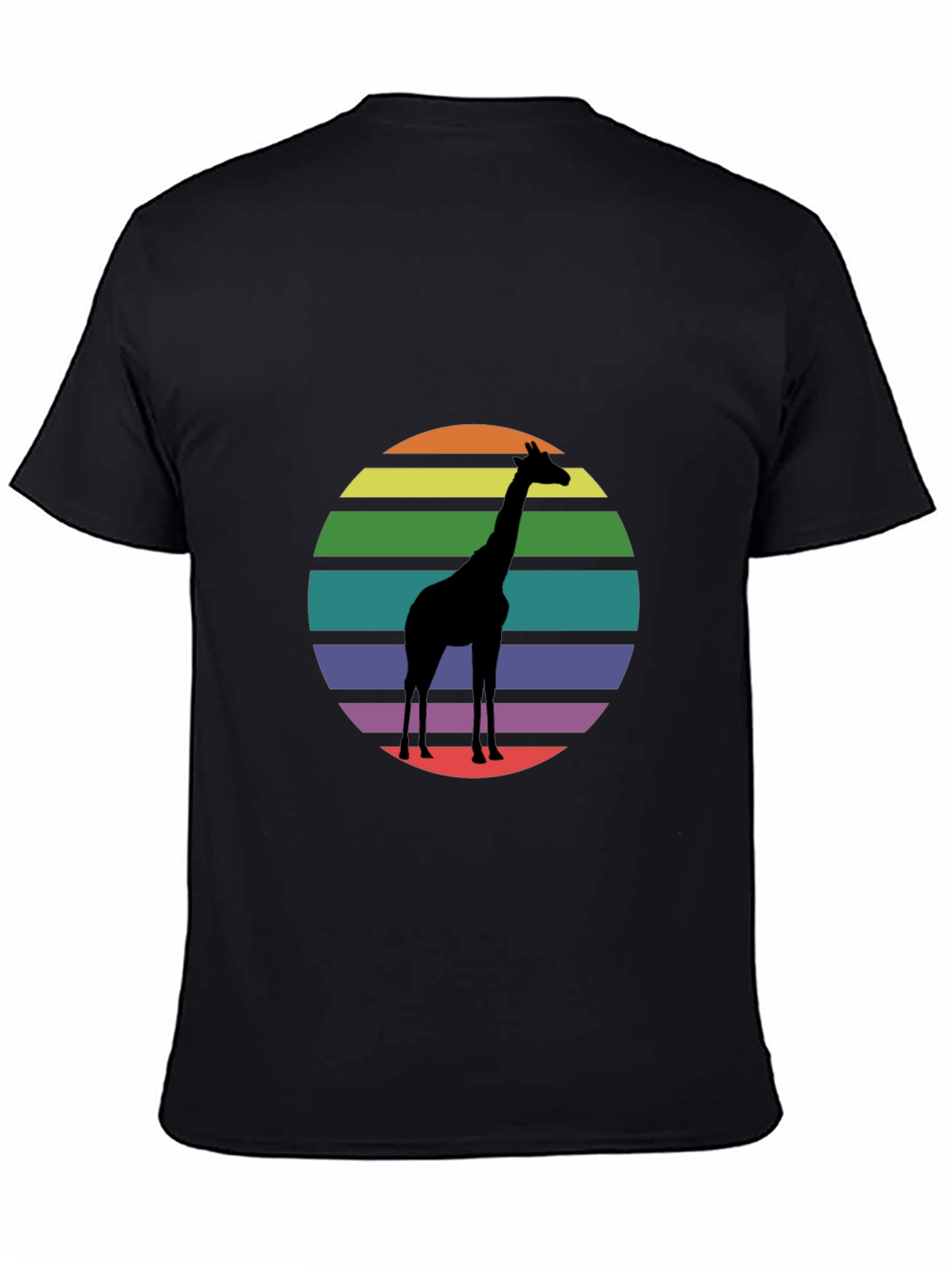 Giraffe Sunset Graphic Tee - Black Cotton Blend