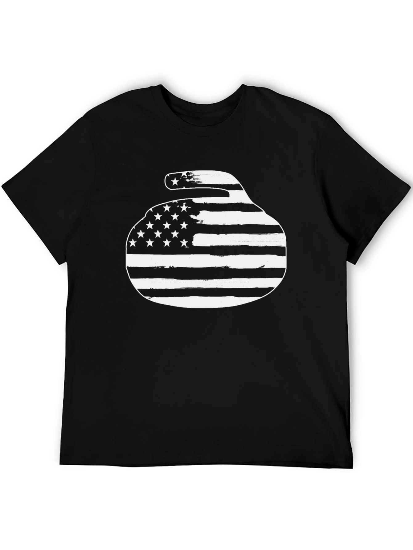USA Curling Stone T-Shirt Patriotic Design