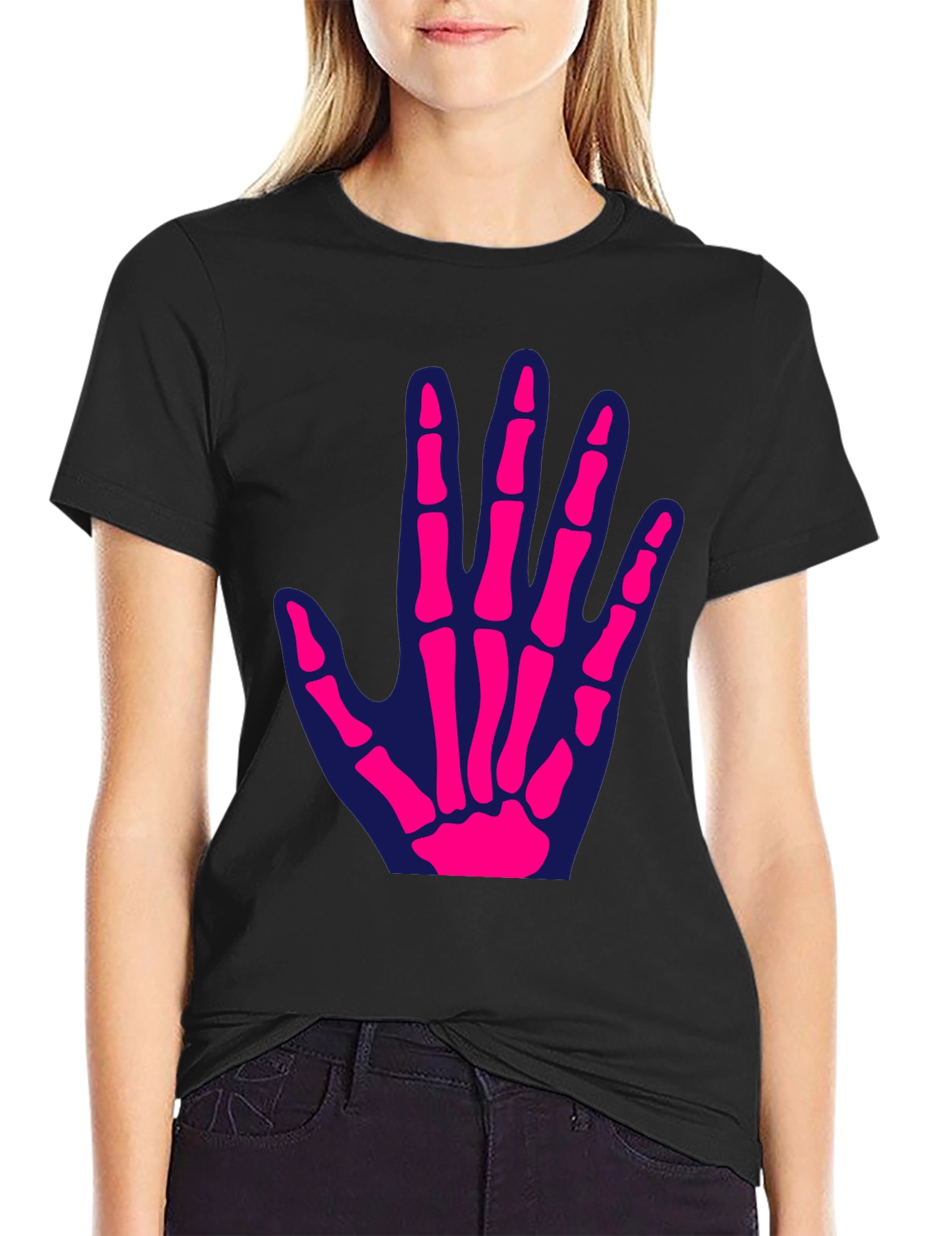 Skeleton Hand Graphic Tee - Fun Halloween T-Shirt