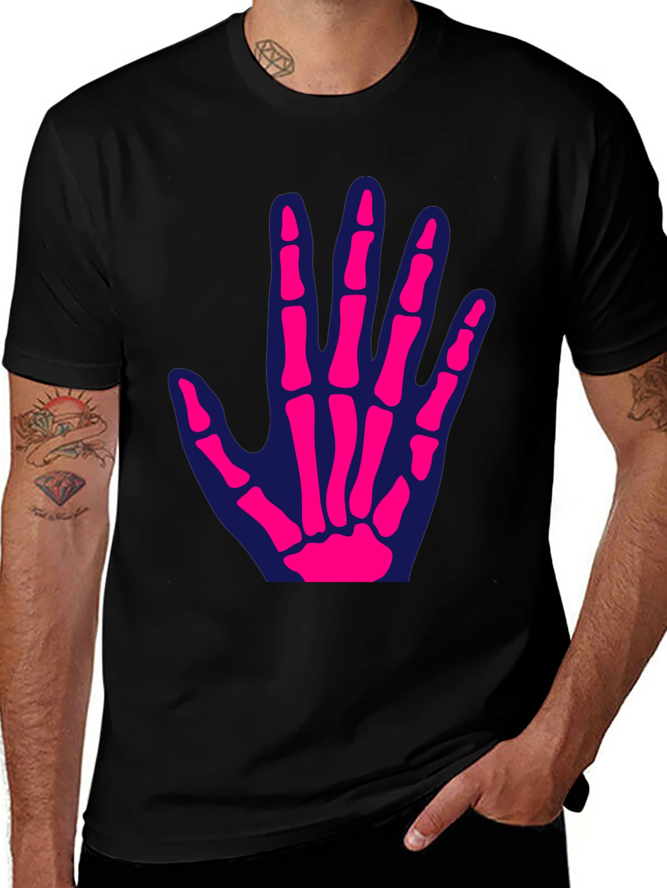 Skeleton Hand Graphic Tee - Fun Halloween T-Shirt