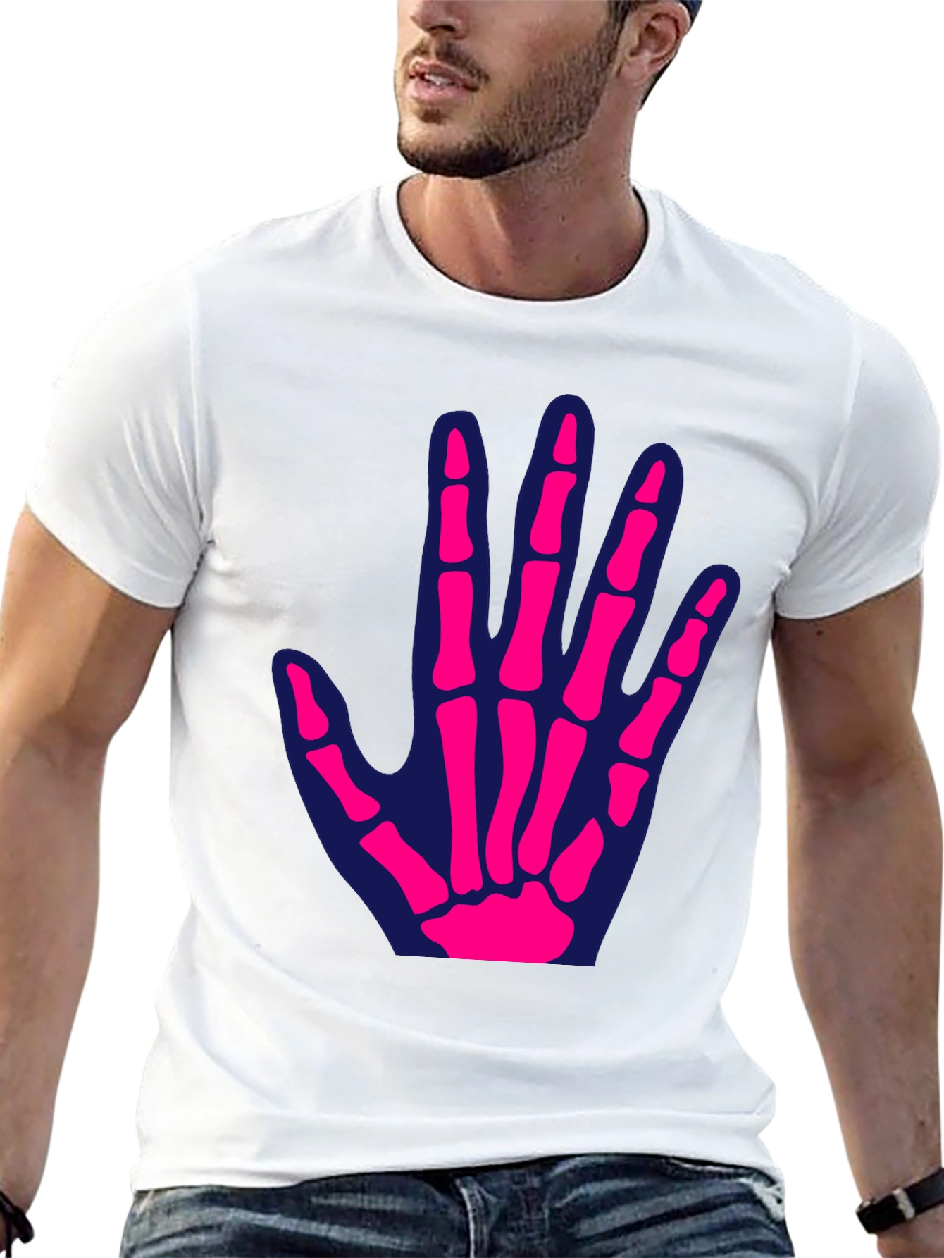 Skeleton Hand Graphic Tee - Fun Halloween T-Shirt