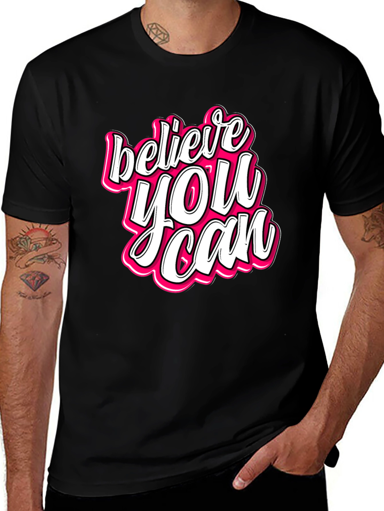 Believe You Can Graphic Tee - Motivational Black T-Shirt