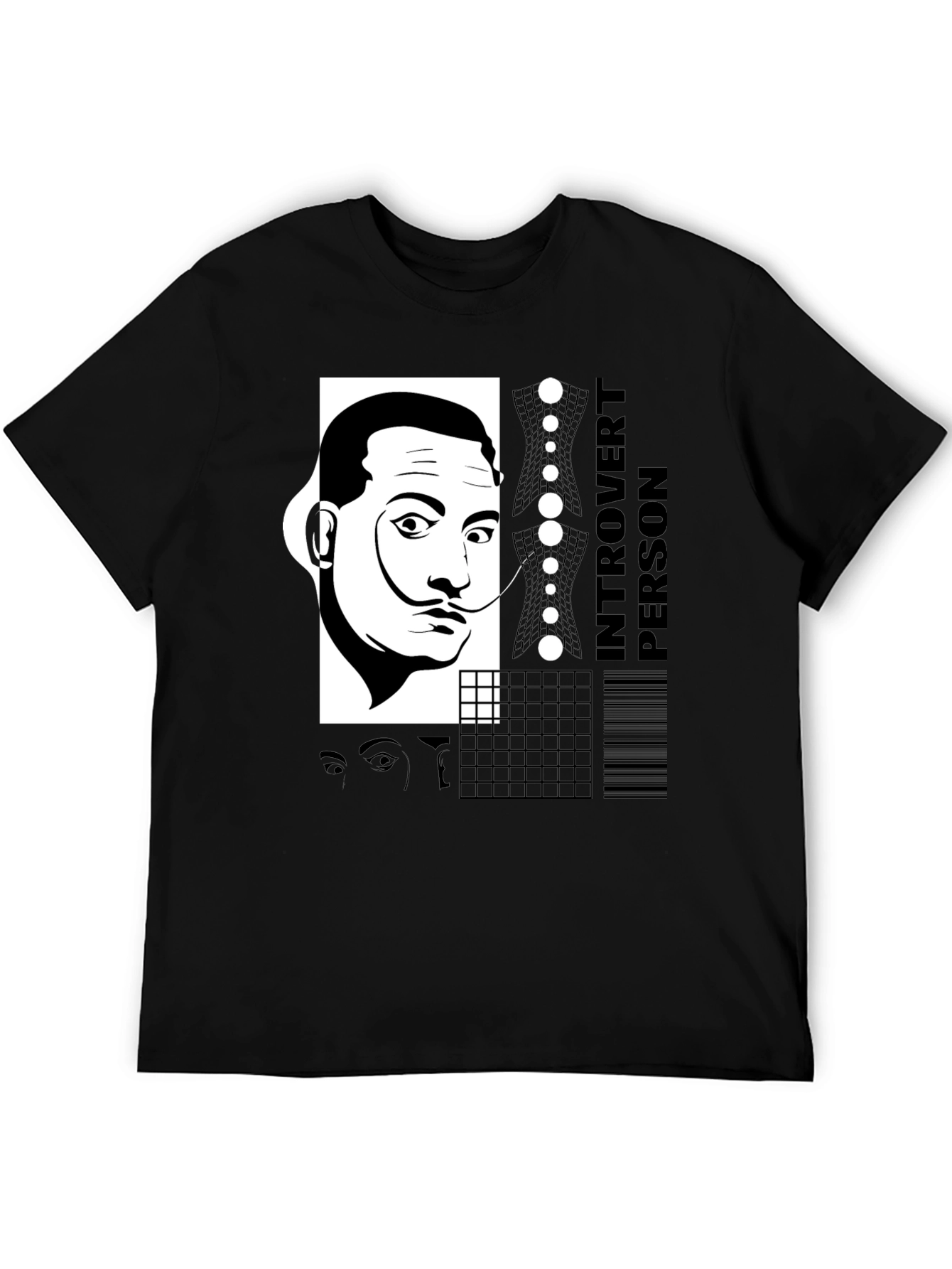 Dali Introvert Person Black T-Shirt