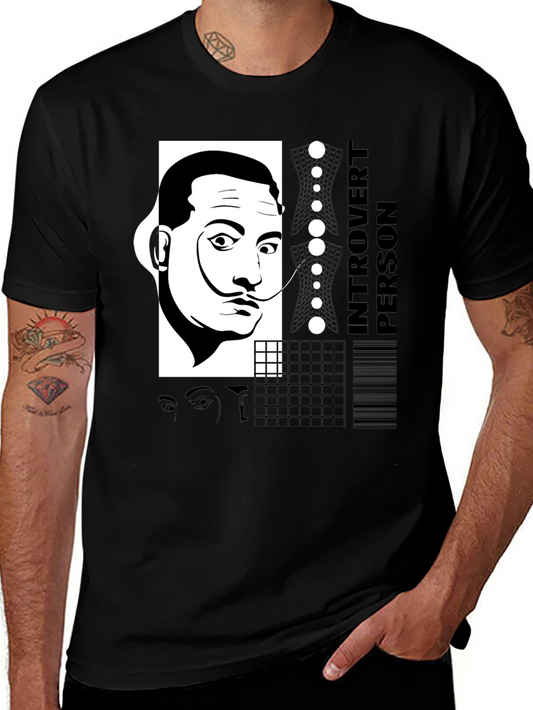 Dali Introvert Person Black T-Shirt
