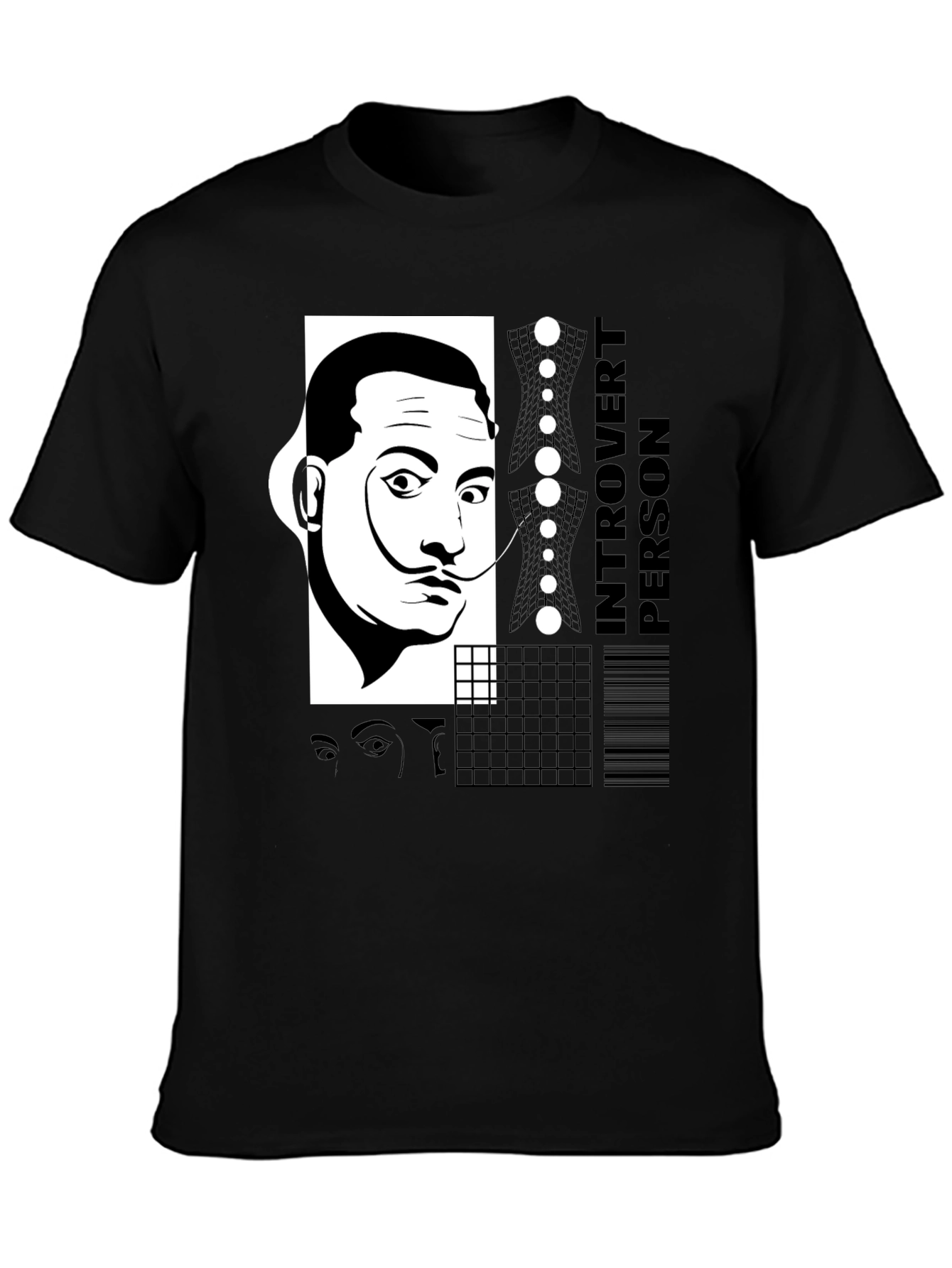 Dali Introvert Person Black T-Shirt