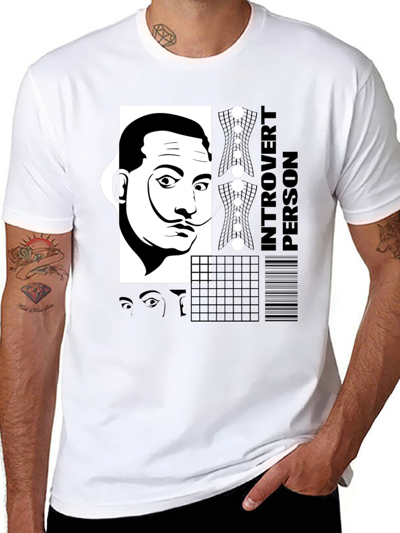 Dali Introvert Person Black T-Shirt