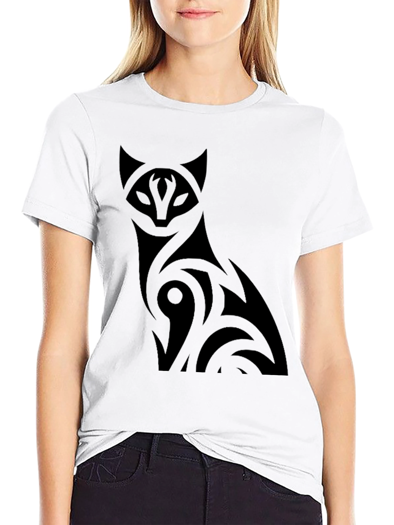 Stylish Black Cat Graphic T-Shirt