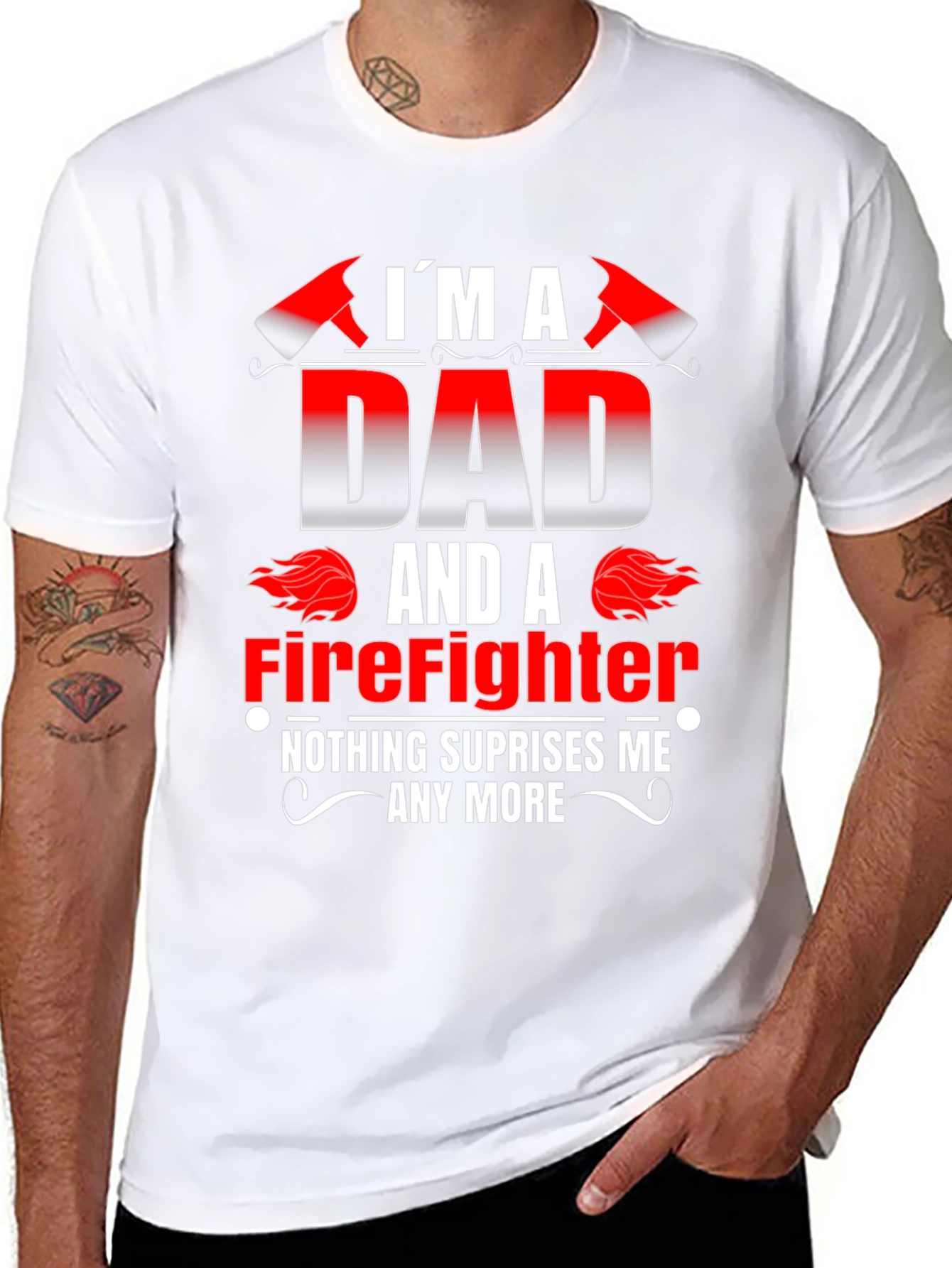 Dad Firefighter Graphic Tee - Novelty Gift