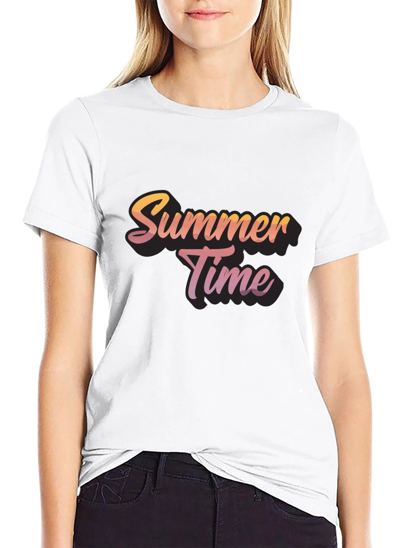 Summer Time Graphic Black T-Shirt