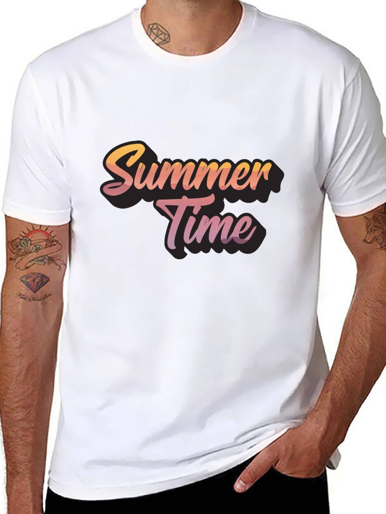 Summer Time Graphic Black T-Shirt