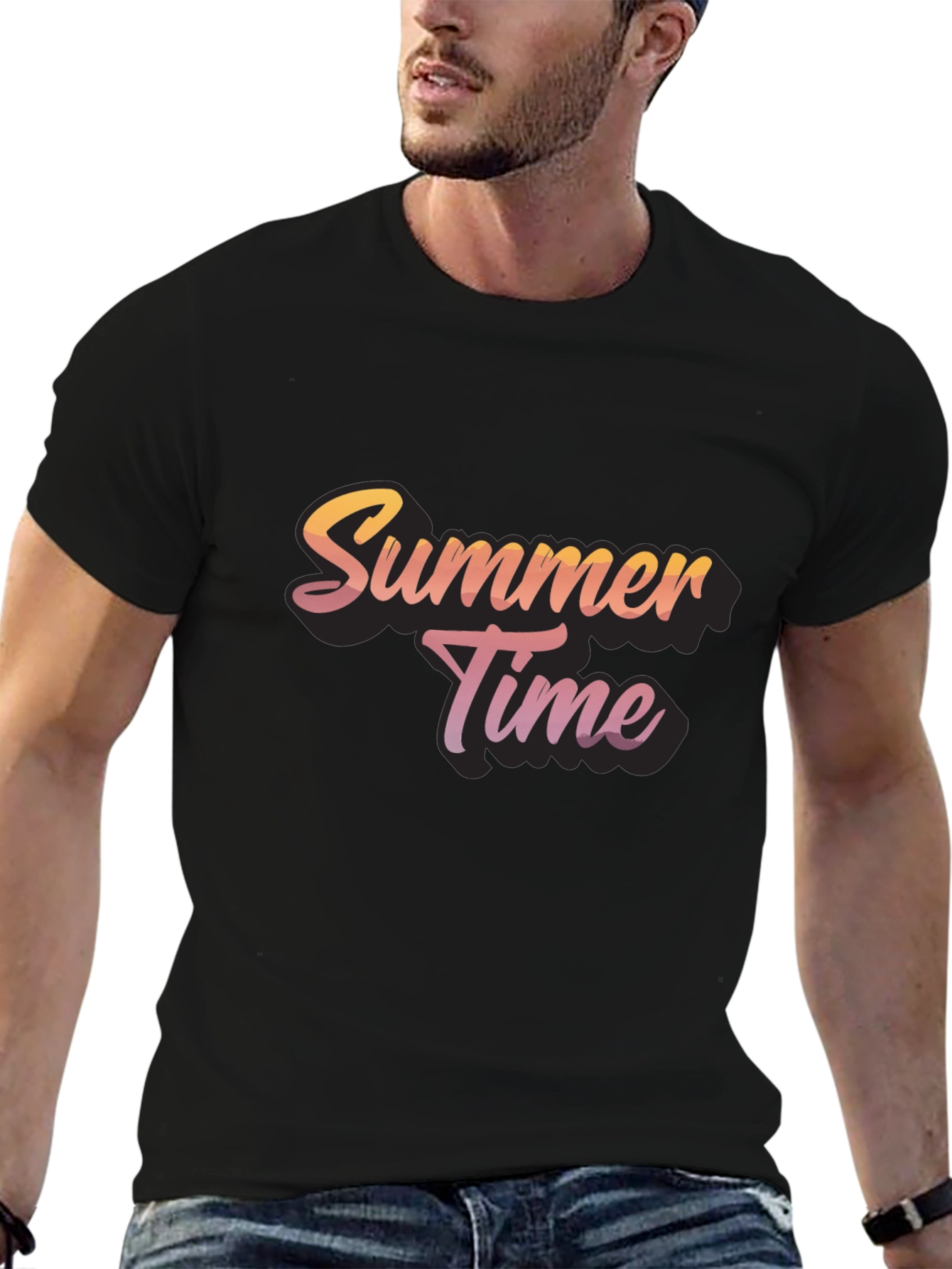 Summer Time Graphic Black T-Shirt