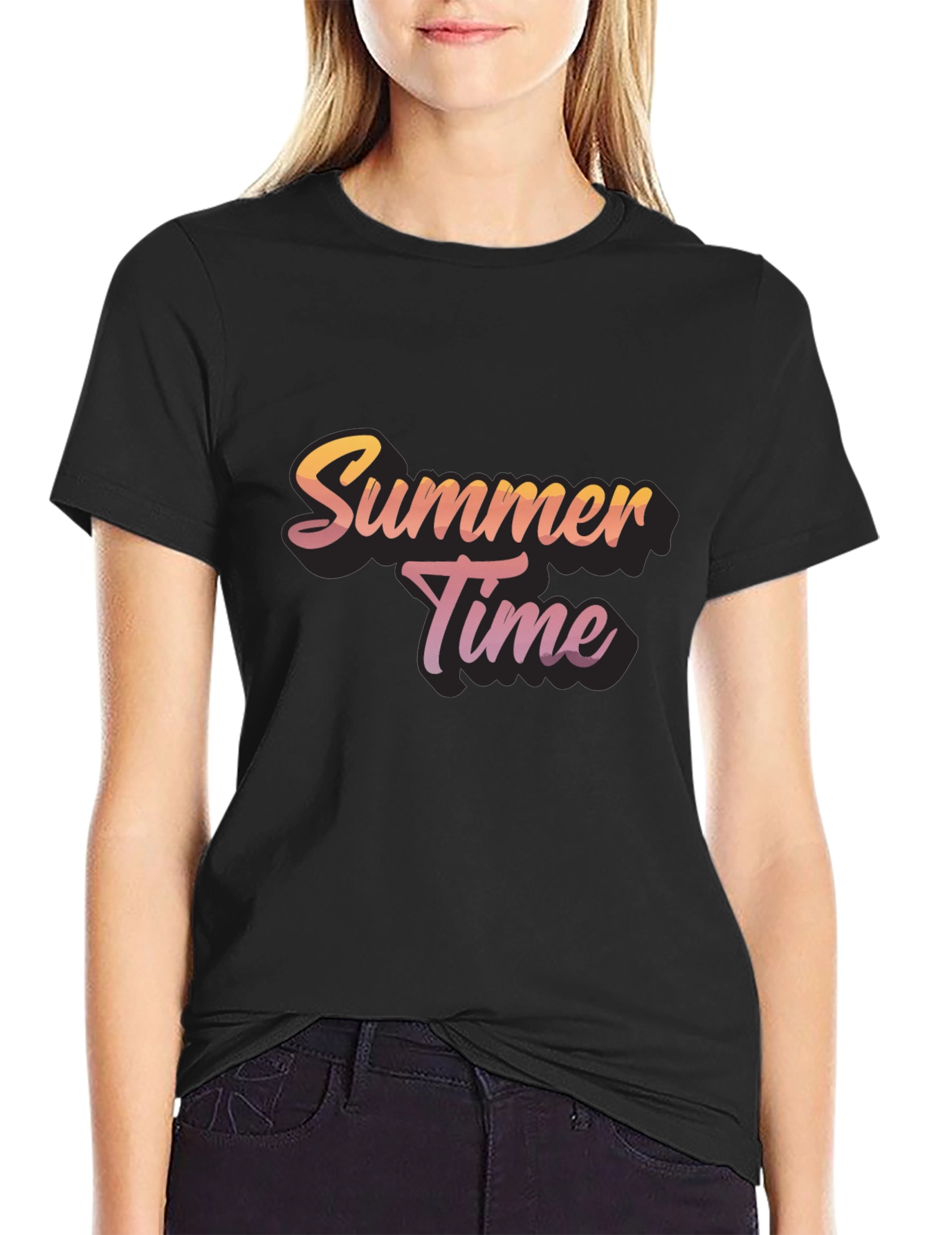 Summer Time Graphic Black T-Shirt
