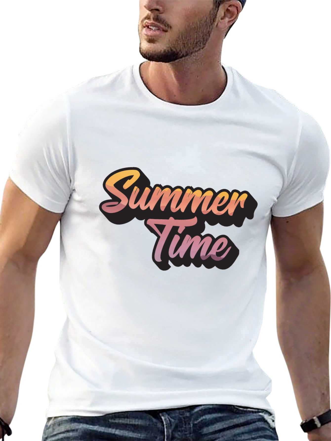 Summer Time Graphic Black T-Shirt