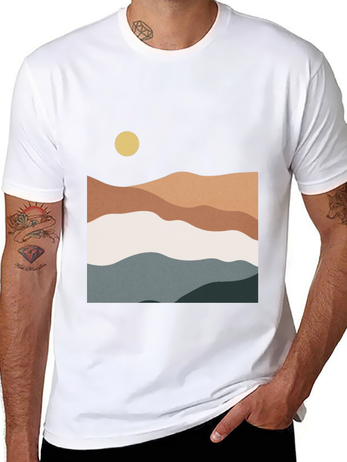 Abstract Landscape Graphic Tee - Modern Style