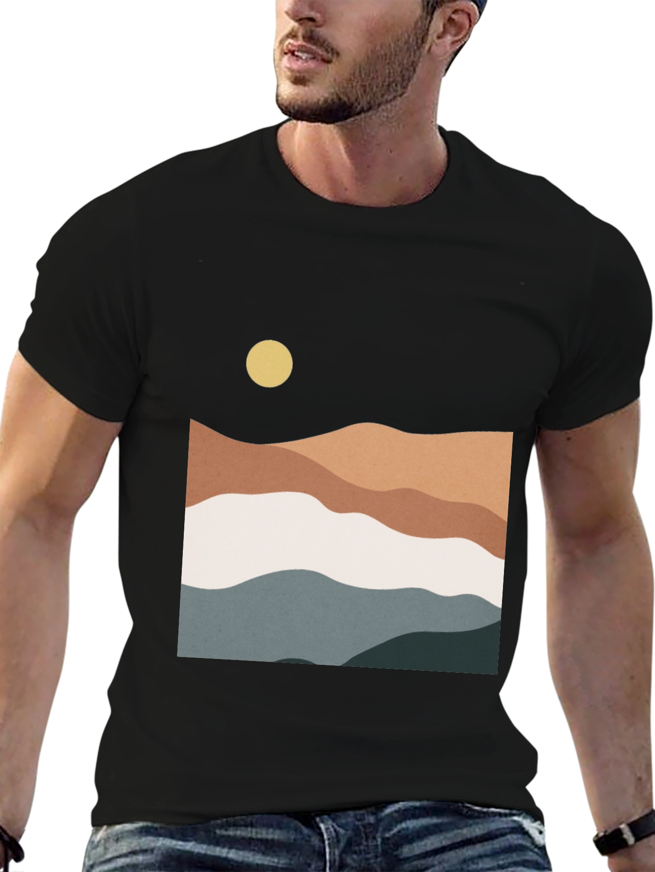 Abstract Landscape Graphic Tee - Modern Style