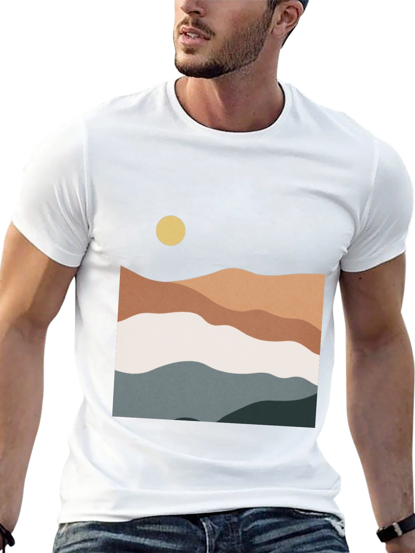 Abstract Landscape Graphic Tee - Modern Style