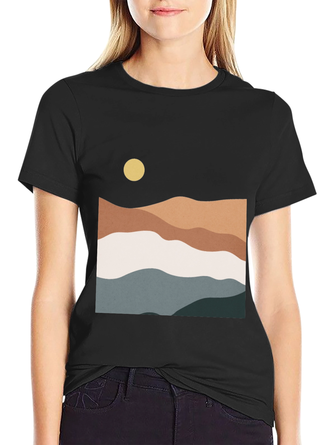 Abstract Landscape Graphic Tee - Modern Style