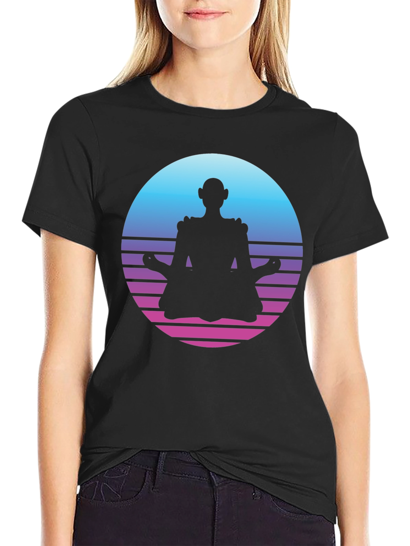Retro Meditation T-Shirt - Black