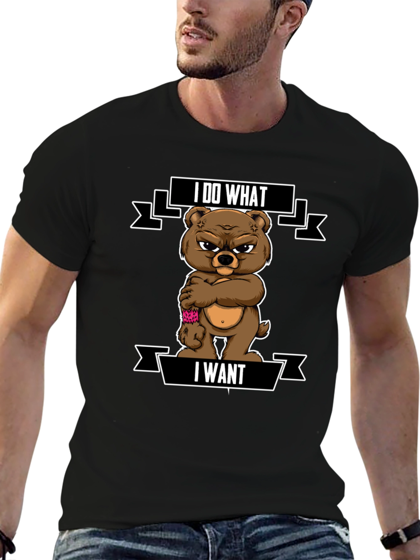 I Do What I Want Funny Bear Graphic T-Shirt