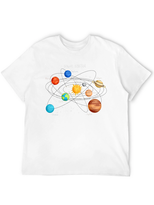 Solar System Graphic Print Black T-Shirt