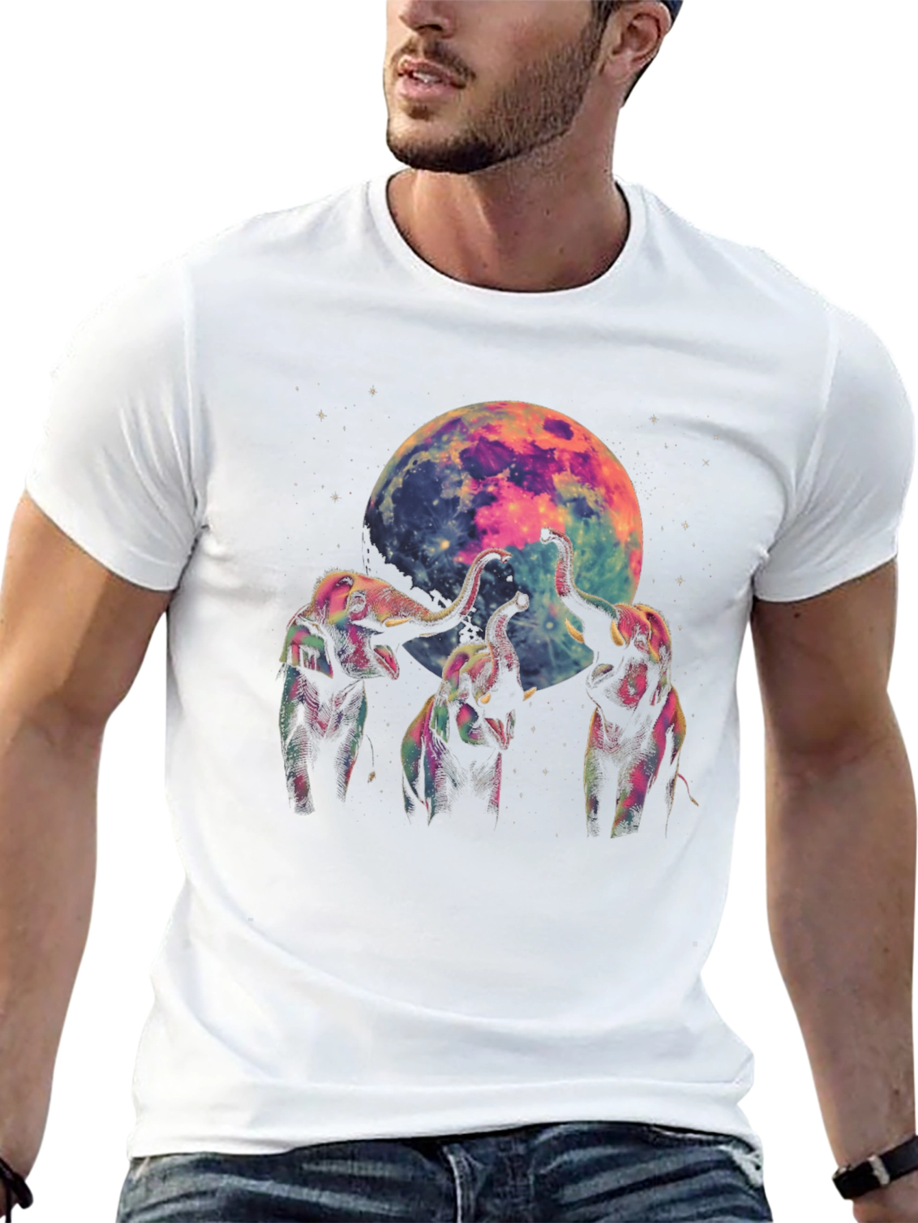 Elephant Moon Graphic Tee - Black Cotton Comfort