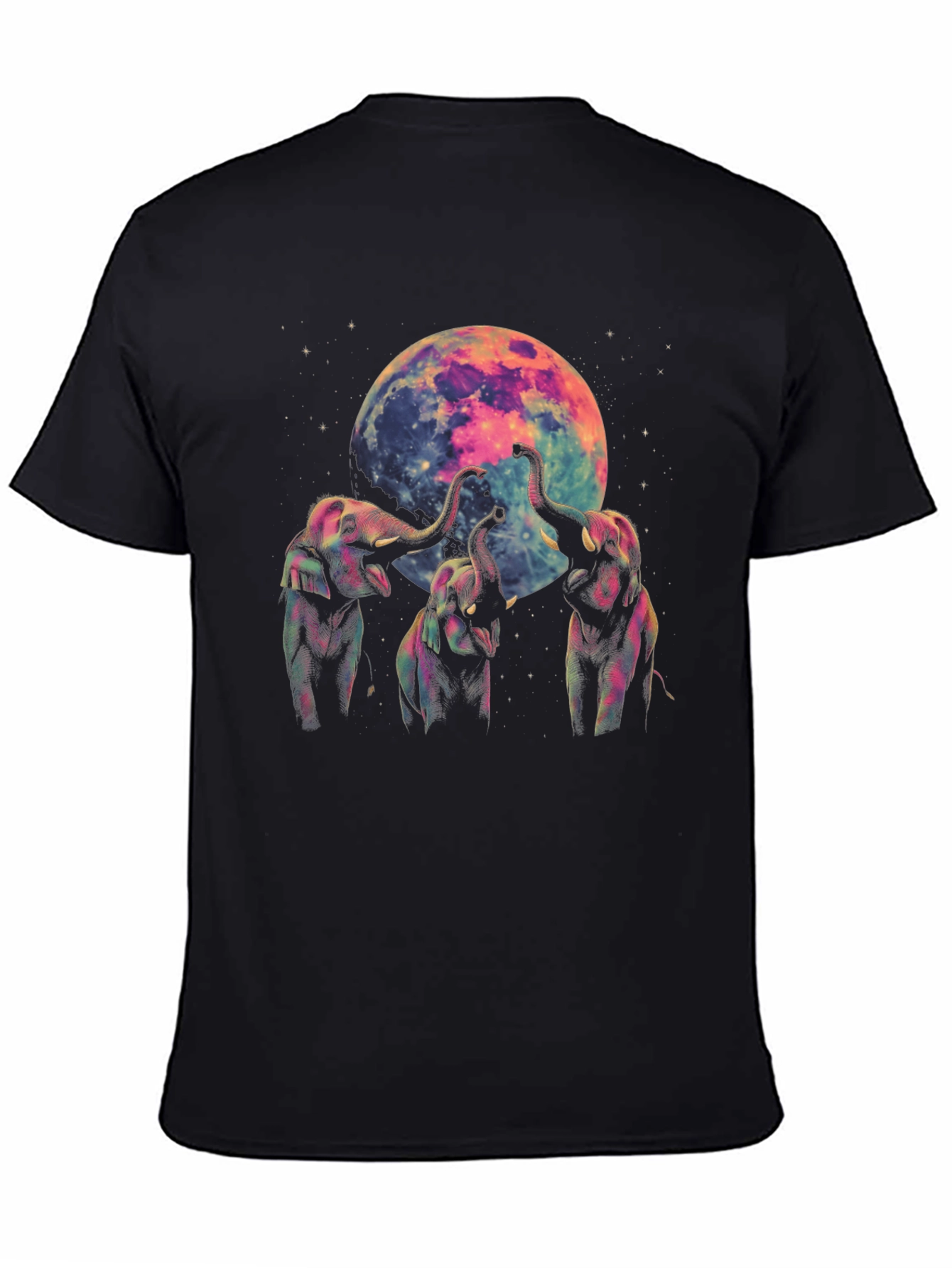 Elephant Moon Graphic Tee - Black Cotton Comfort