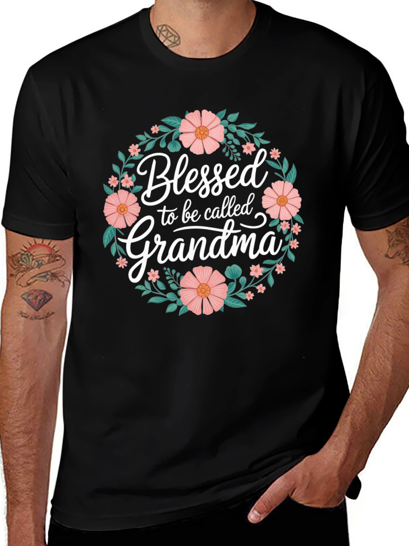 Blessed Grandma Floral Graphic T-Shirt
