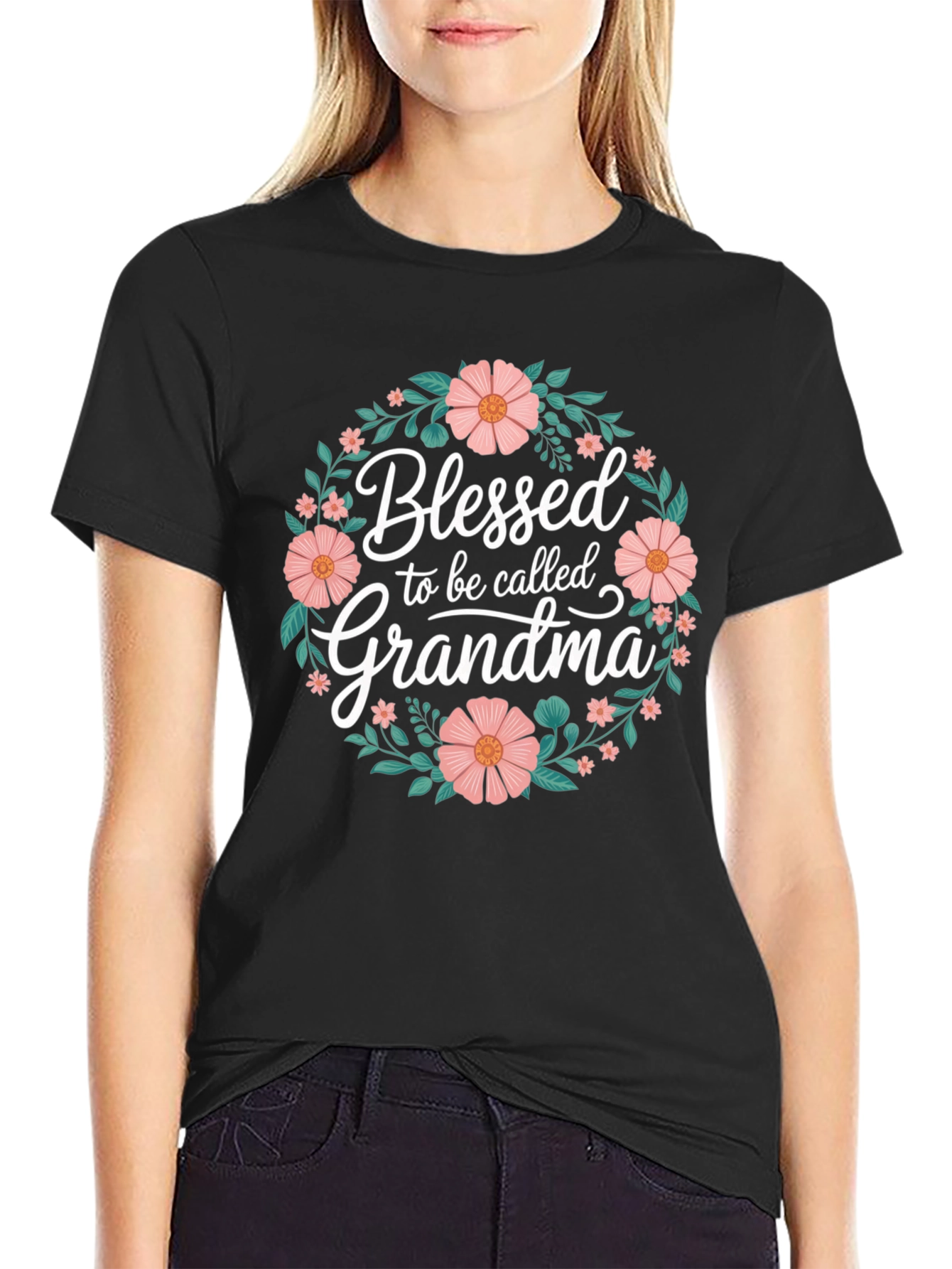 Blessed Grandma Floral Graphic T-Shirt