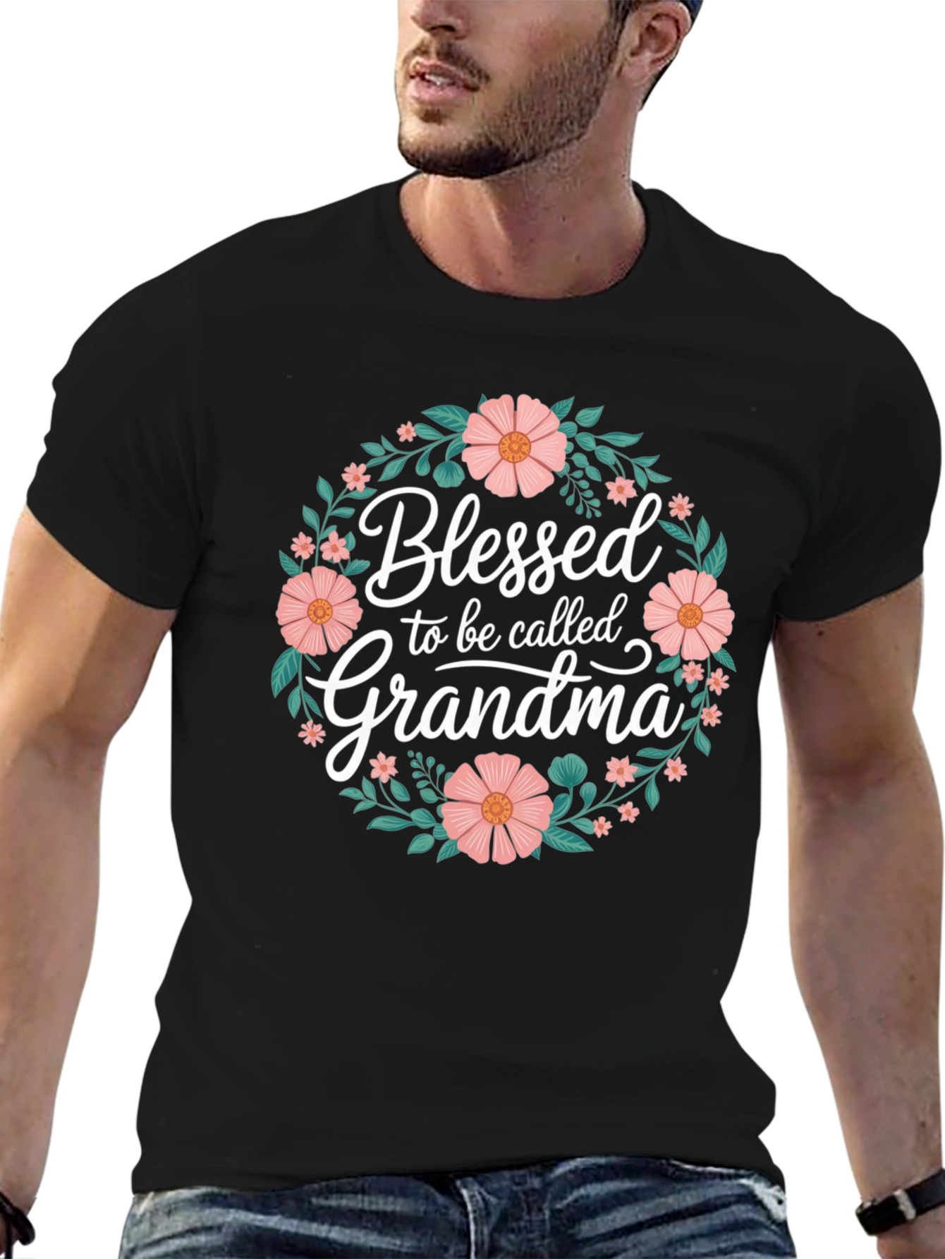 Blessed Grandma Floral Graphic T-Shirt