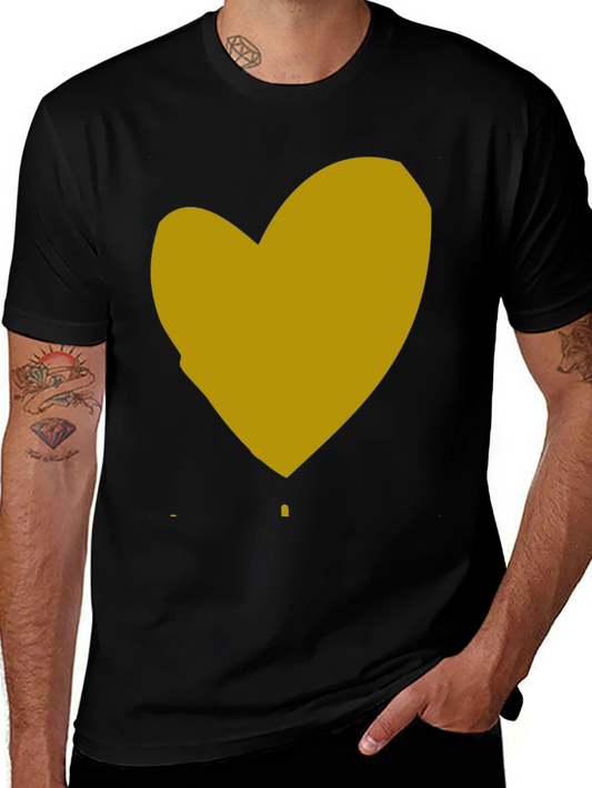 Heart Graphic Black Cotton T-Shirt
