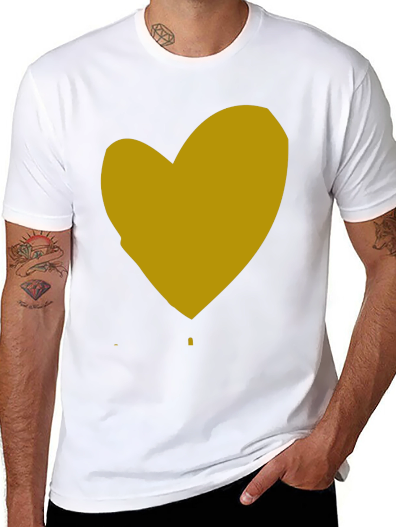 Heart Graphic Black Cotton T-Shirt