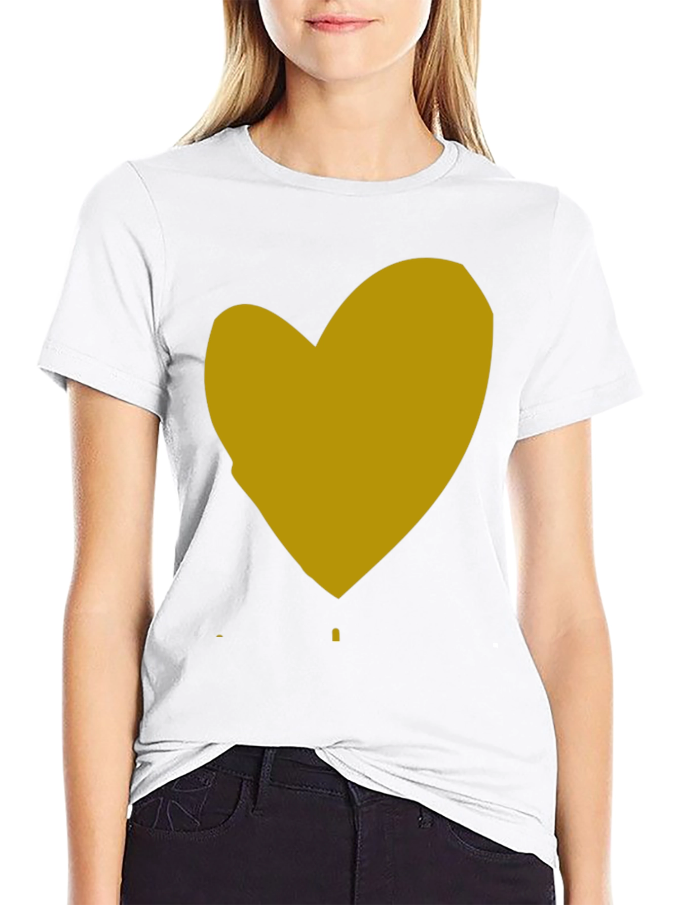 Heart Graphic Black Cotton T-Shirt
