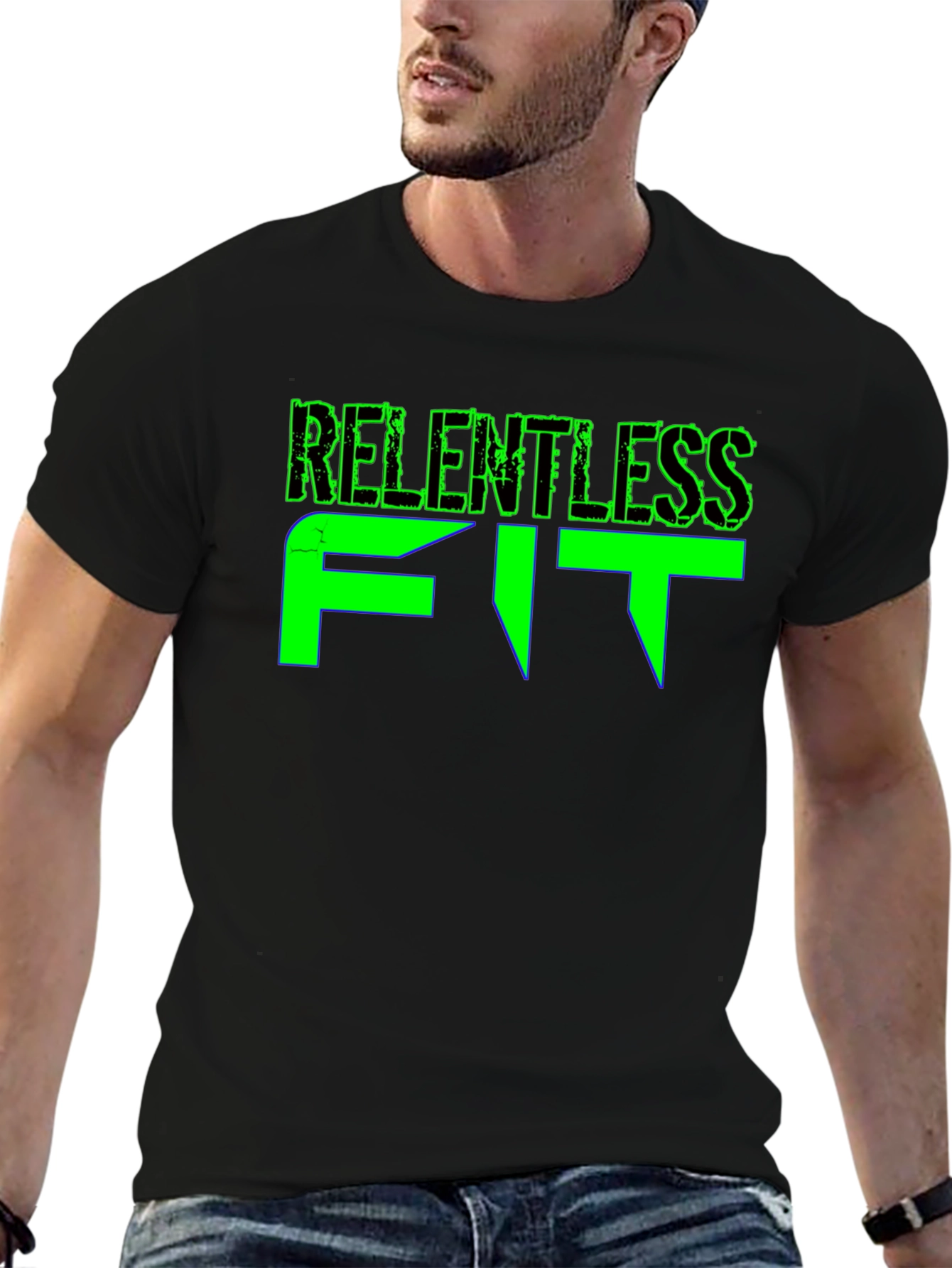 Relentless Fit Black Graphic Tee
