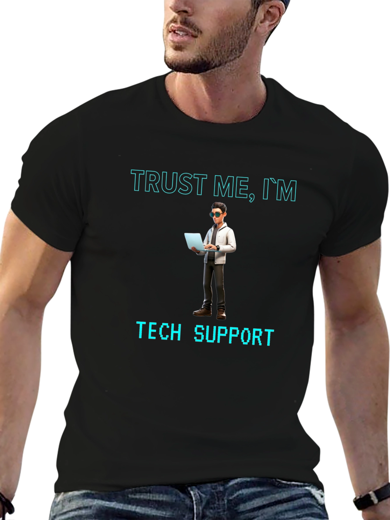 Trust Me Im Tech Support Black T-Shirt