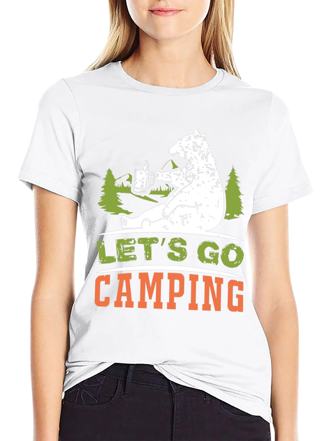Lets Go Camping Bear Graphic Tee