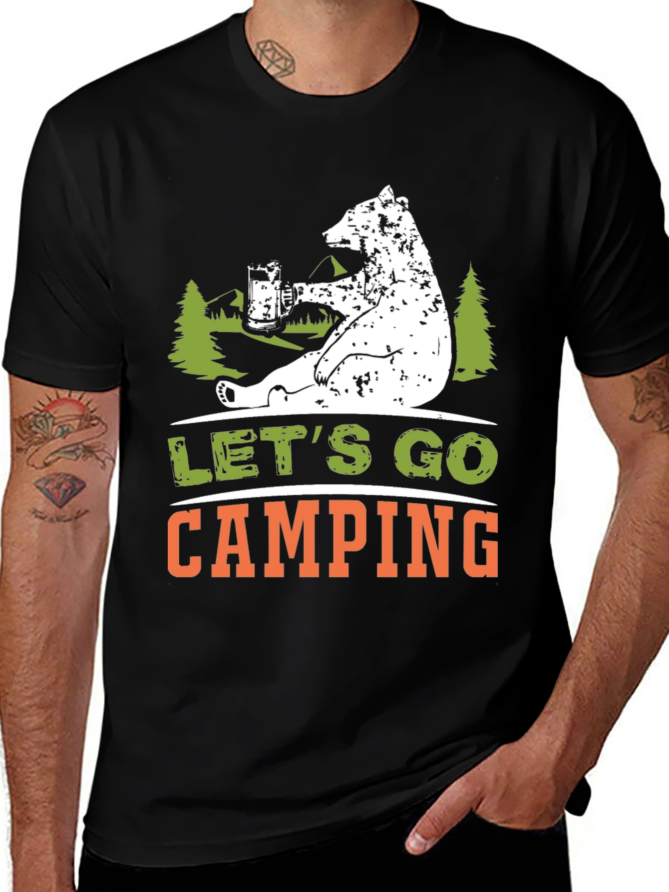 Lets Go Camping Bear Graphic Tee