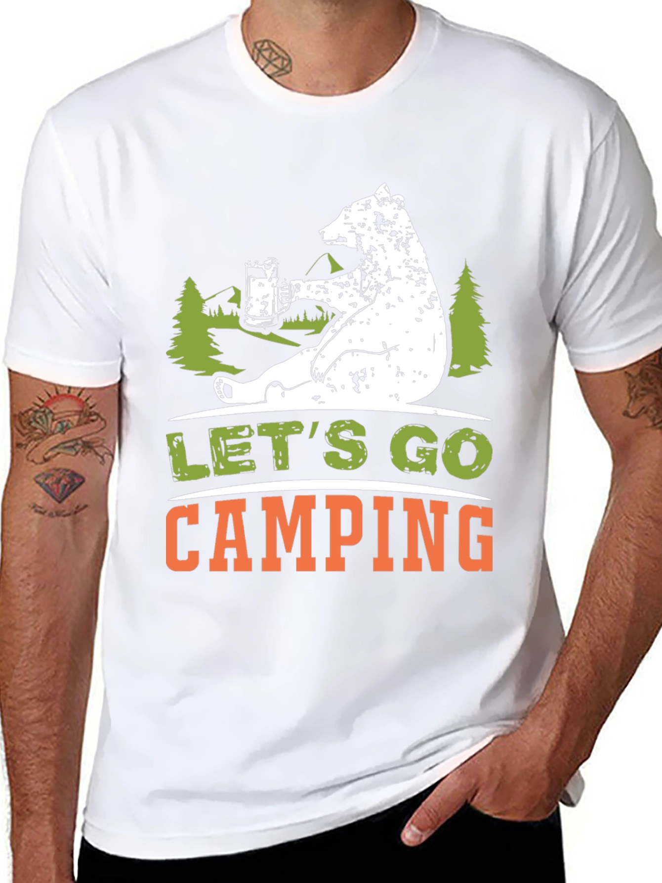Lets Go Camping Bear Graphic Tee