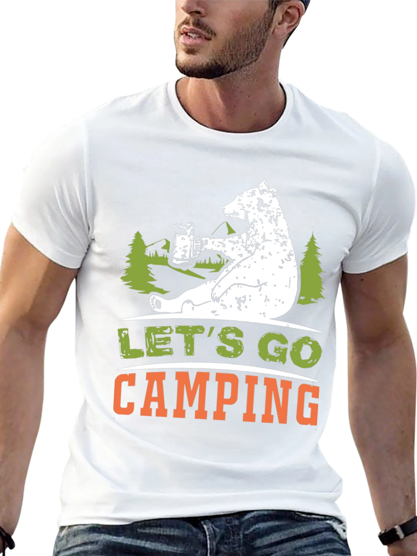 Lets Go Camping Bear Graphic Tee