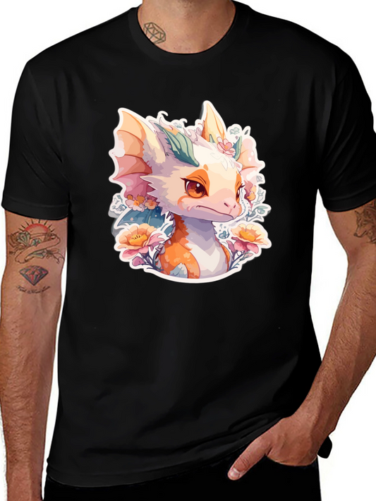 Dragon Floral T-Shirt: Cute Fantasy Creature Tee