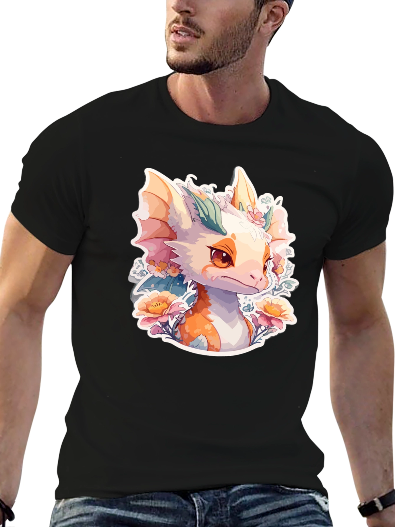 Dragon Floral T-Shirt: Cute Fantasy Creature Tee
