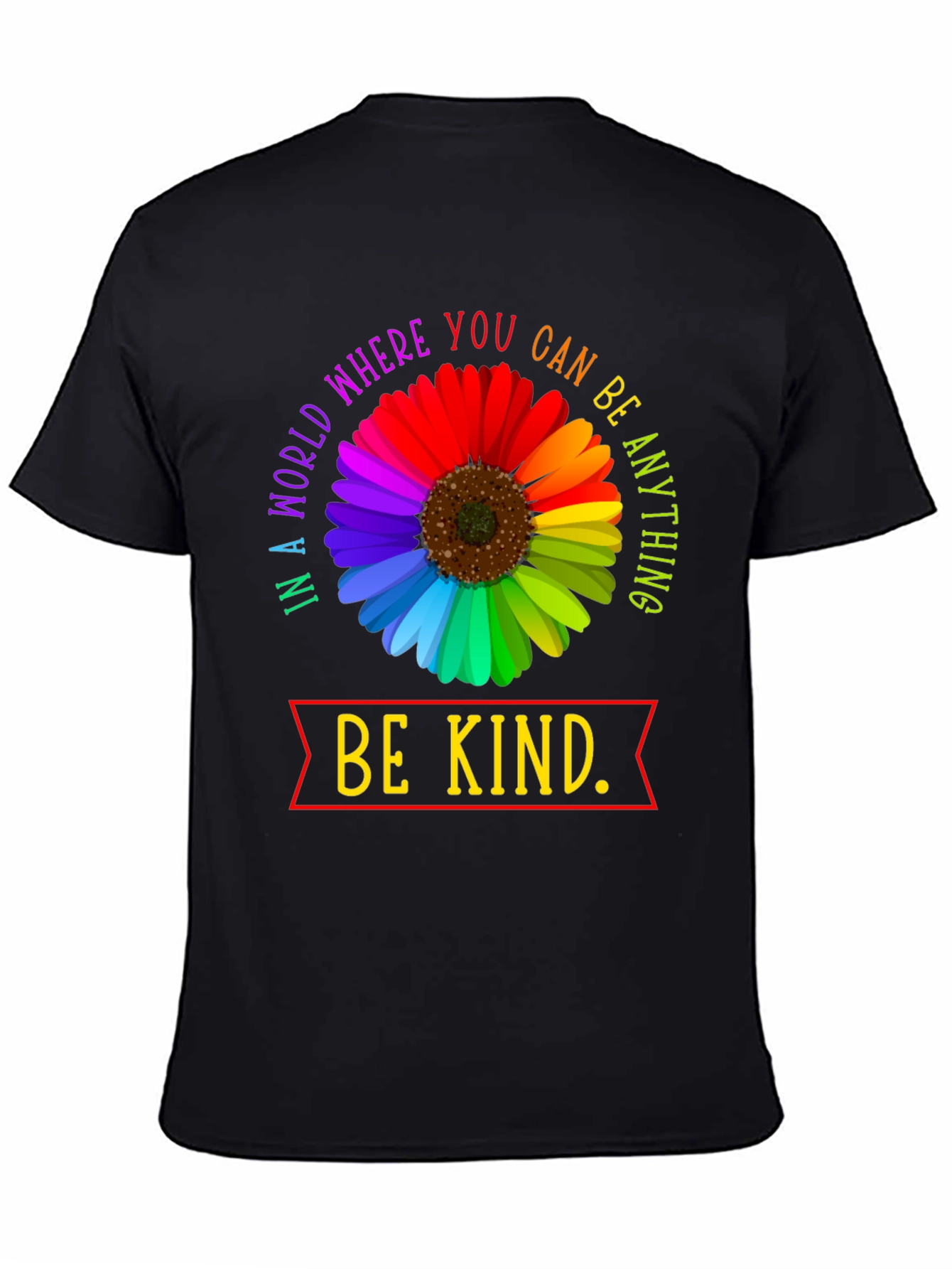 Be Kind Rainbow Flower Graphic T-Shirt