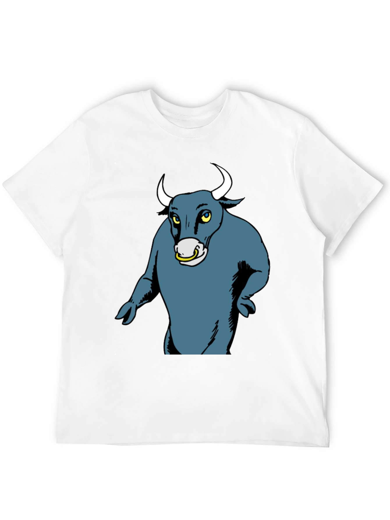 Cartoon Bull Graphic Tee - Black